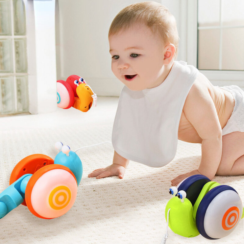 Brinquedo tipo caracol com música e corda leve para bebê, brinquedo bonito e criativo para crianças