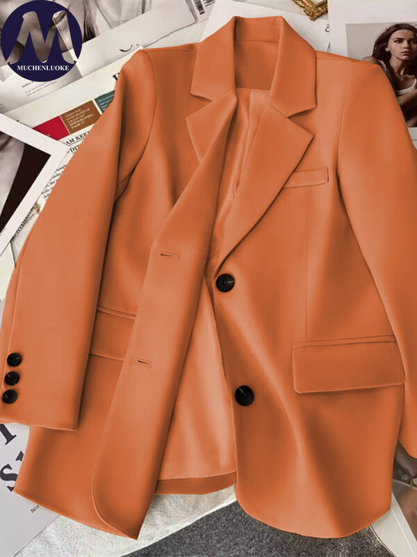 Blazer de manga comprida feminino, blazers de escritório, casacos casuais, solto, versátil, moda coreana, novo, primavera, outono, 2022