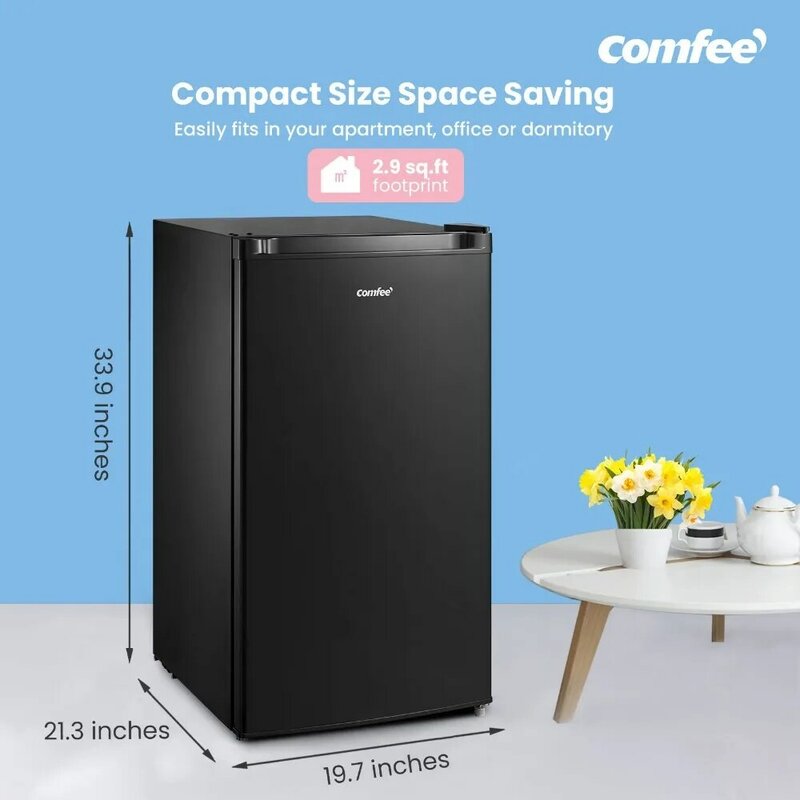 Mini-refrigerador compacto de porta única, 4,4 pés cúbicos, 2023, Novo