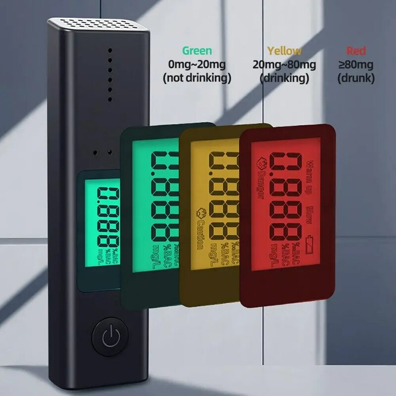 Breath Tester Breathalyzer LCD Mini Genggam Dapat Digunakan Kembali Mudah Dibaca Kualitas Tinggi untuk Transportasi