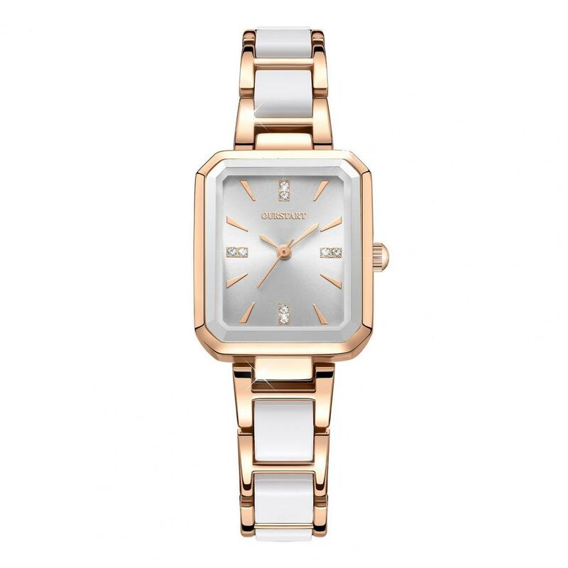 Reloj de cuarzo para mujer, elegante reloj de cuarzo con decoración de diamantes de imitación, correa de aleación para viaje de negocios, resistente al agua, alta precisión