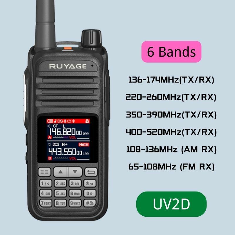 Ruyage uv2d amador presunto rádio em dois sentidos 256ch walkie talkie faixa de ar completa 108-520mhz polícia varredor marinha talkie