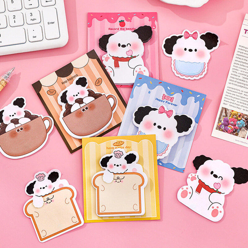 30pcs/Sheet Kawaii Animal Sticky Note Dog Memo Pads To Do List Planner Sticker Notepad Student Stationery School Office Supplies