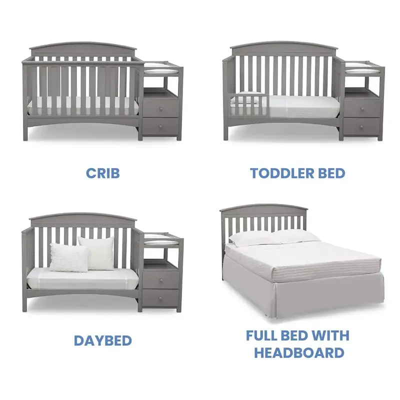 Marco de cama para niños, cuna Convertible y cambiador, marco de cama para niños