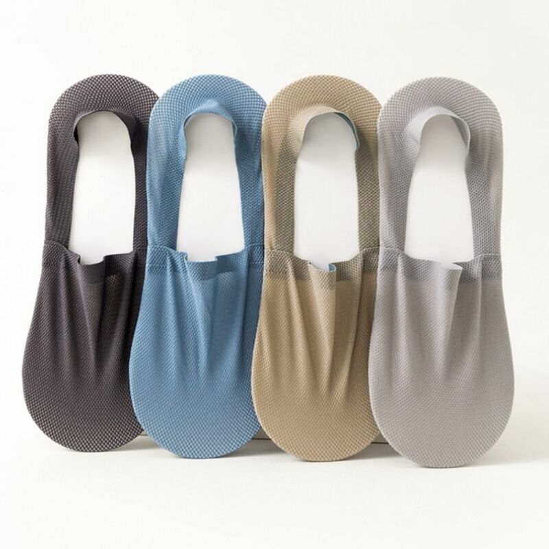 1pair Ultra-thin Men Boat Socks Comfortable Elastic Non-slip Low Cut Sock Breathable Solid Color Invisible Sock Men