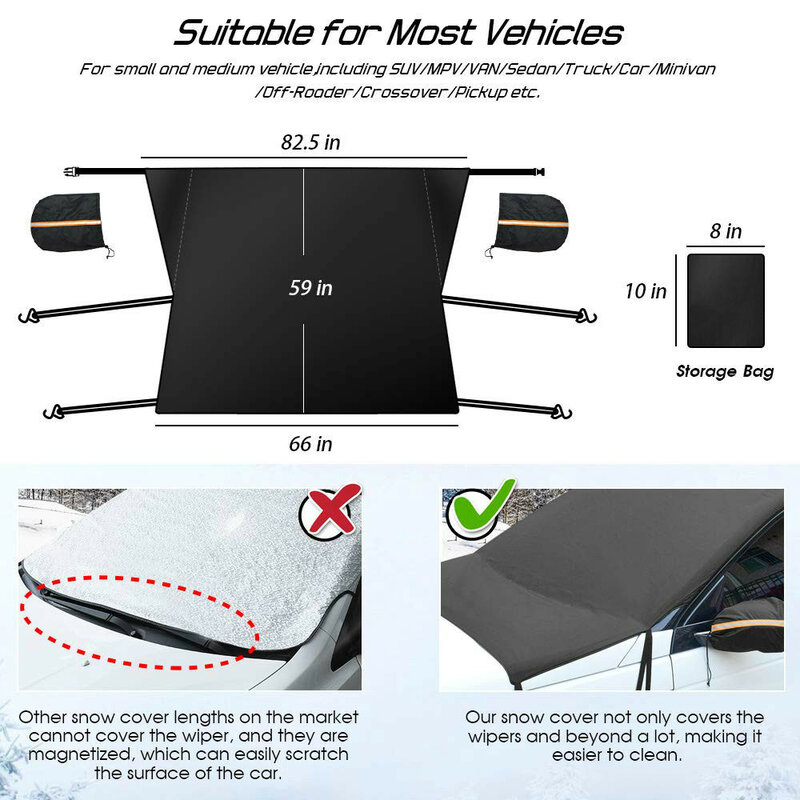 Universal Car Snow Shield Sunshield for Front Windshield Car Cover Frost Dust Waterproof Protection Outdoor Exterior Protector