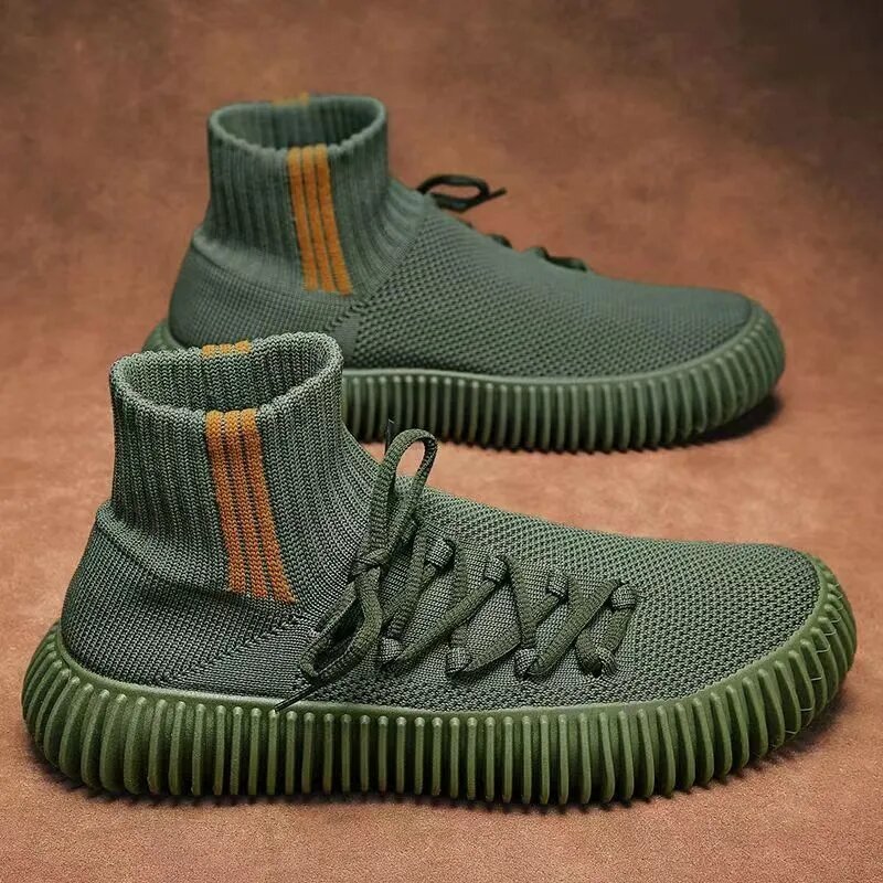 Zapatillas deportivas de malla para hombre, zapatos informales transpirables, vulcanizados, ligeros, calcetín para caminar