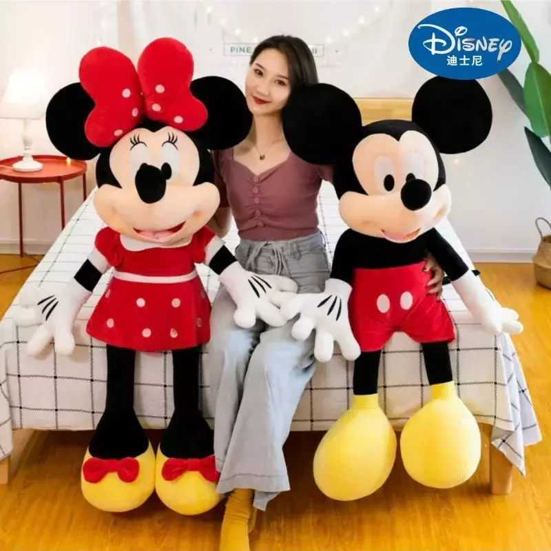 Disney-Mickey e Minnie Boneca de pelúcia para crianças, algodão cheio, super macio, veludo cristal, brinquedos de pelúcia, desenhos animados, fofos, presente de Natal