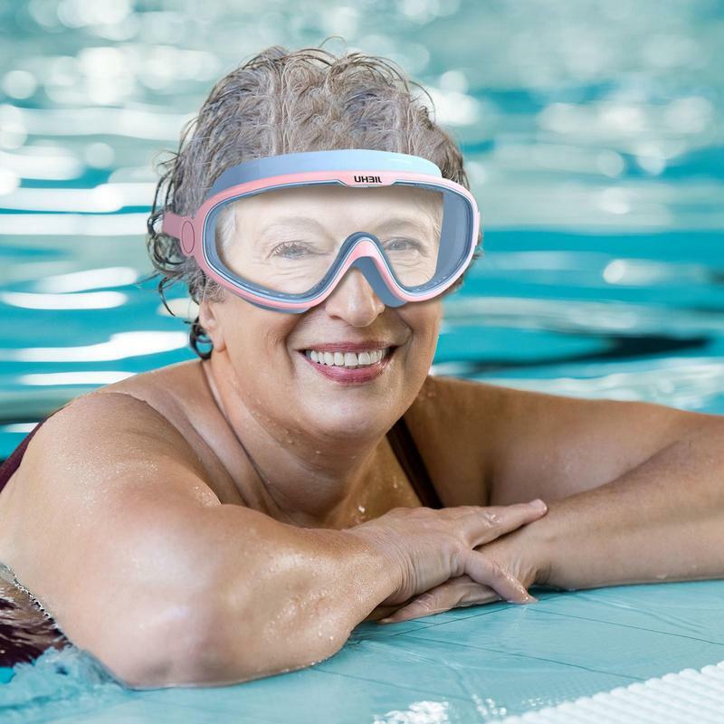 نظارات السباحة مقاوم للماء للرجال والنساء ، ومكافحة الأشعة فوق البنفسجية ، ومقاومة للتسرب ، وإطار كبير ، نظارات السباحة الكبار ، رؤية واضحة