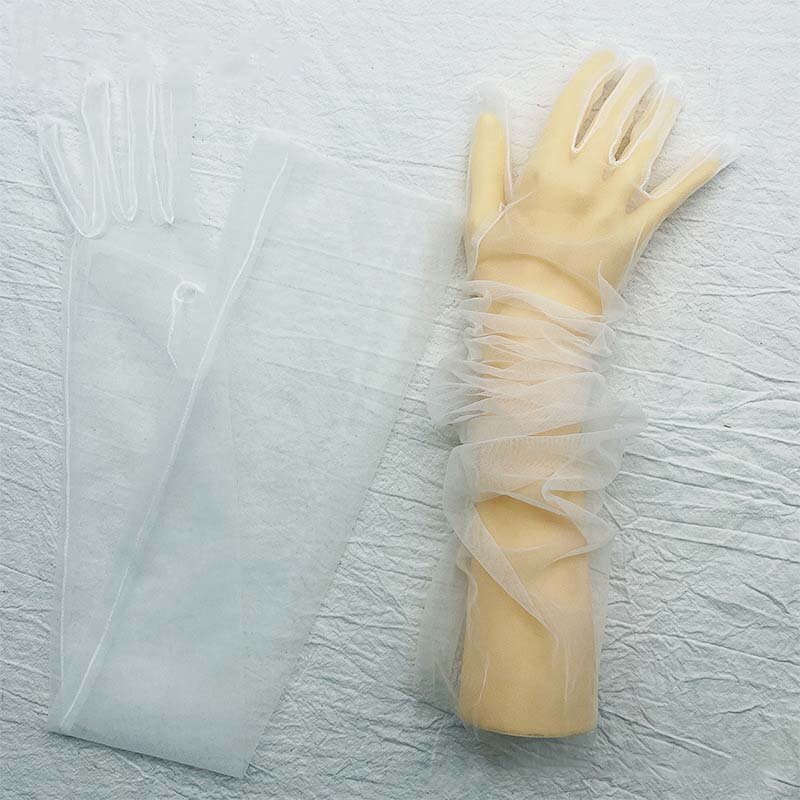 70cm extra lange ultra dünne Handschuhe für Frauen Ellenbogen lange Hochzeit Braut Kleid Fäustlinge schiere transparente sexy Sonnencreme Vintage