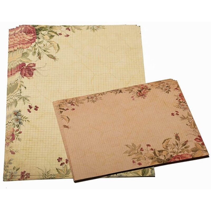 30Pcs Vintage Stationery Floral Writting Paper Matching Envelopes Sets For Handwriting Letters, Assorted Colors