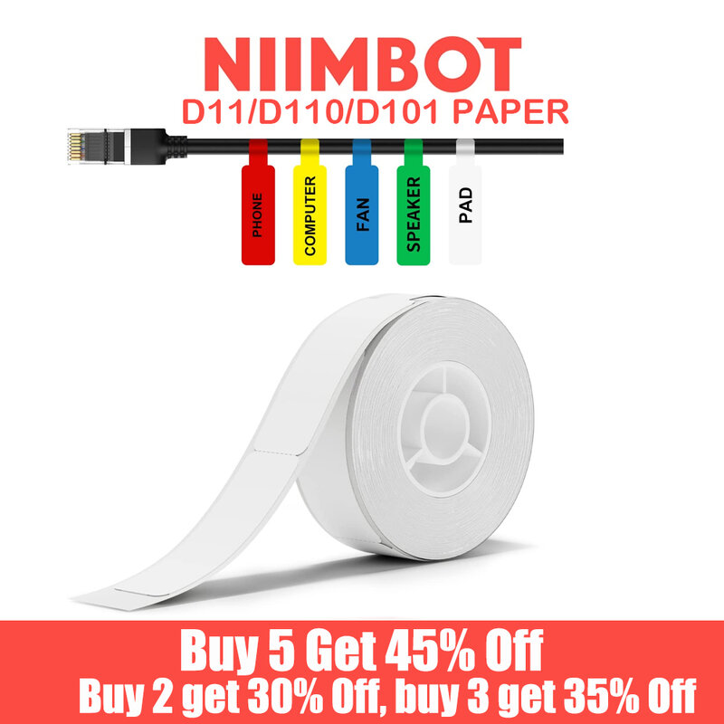 Niimbot d101/d11/d110 etikett maschinen aufkleber kabel etikett flagge pigtail netzwerk kabel papier thermisch wasserdicht
