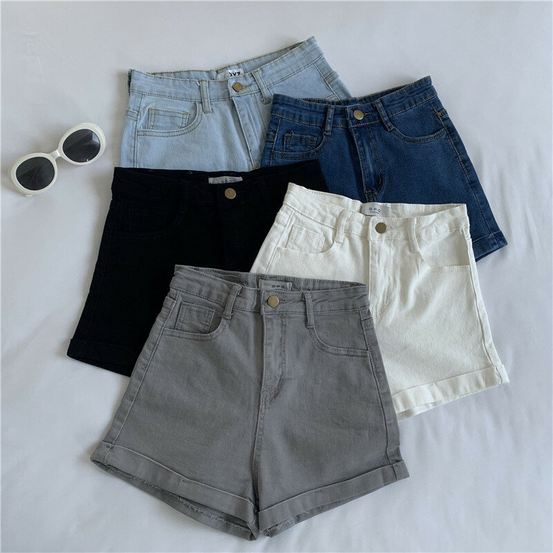 Laies celana pendek Denim kasual musim panas keren Jeans pendek seksi pinggang tinggi wanita kode rusak cuci gudang Fy2094