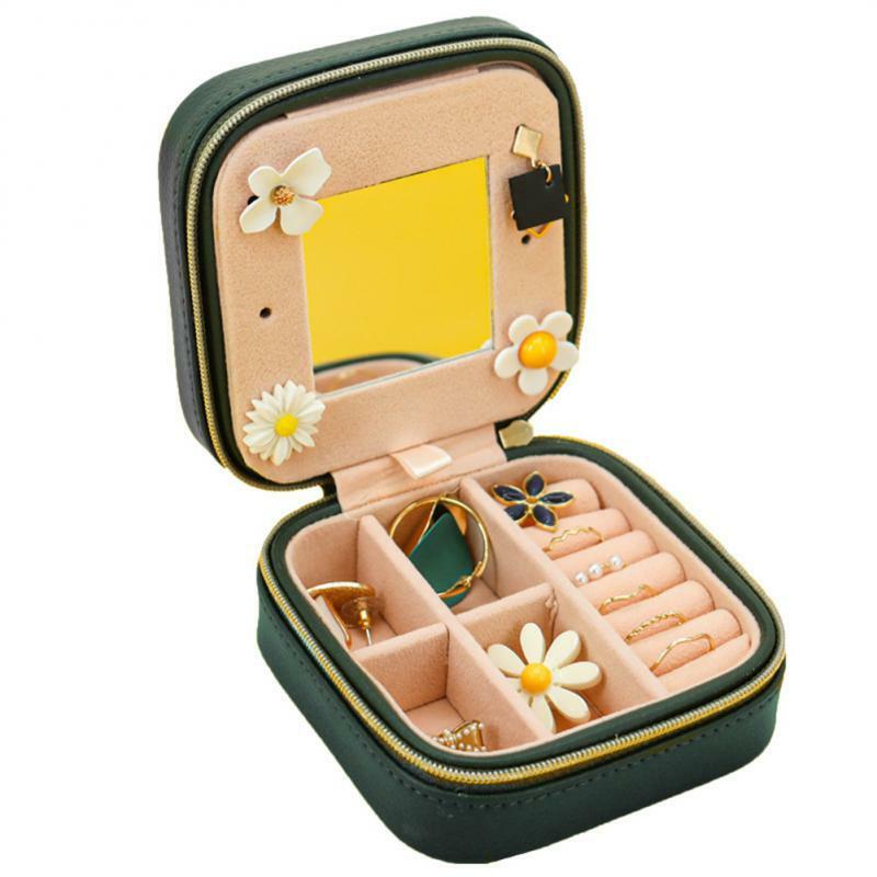 Portable Jewellery Box Leather Jewelry Storage Box Ear Stud Earrings Ring Packaging Organizer Jewelry Display Durable Box