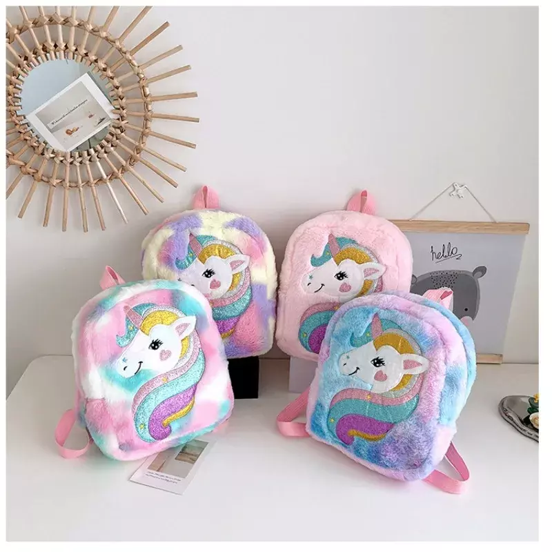 Tas ransel anak perempuan TK ringan, tas punggung anak perempuan motif kartun Unicorn bordir, tas sekolah mewah lucu
