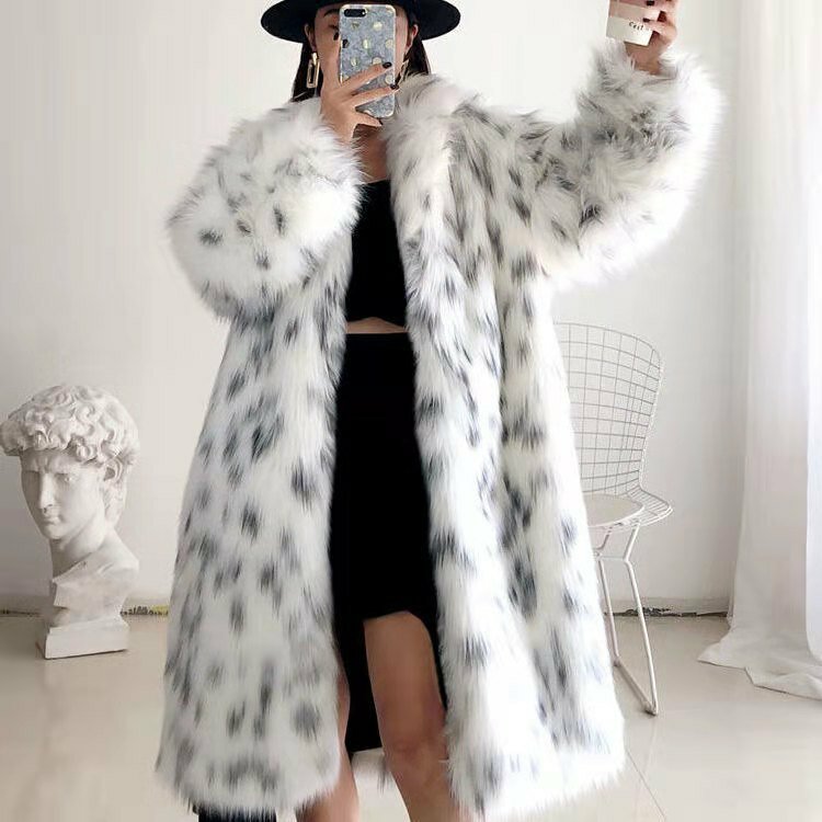 2023 donne inverno nuovo cappotto di pelliccia di volpe sintetica signora Casual neve stampa leopardo giacca di pelliccia femminile spessa caldo medio-lungo capispalla di peluche