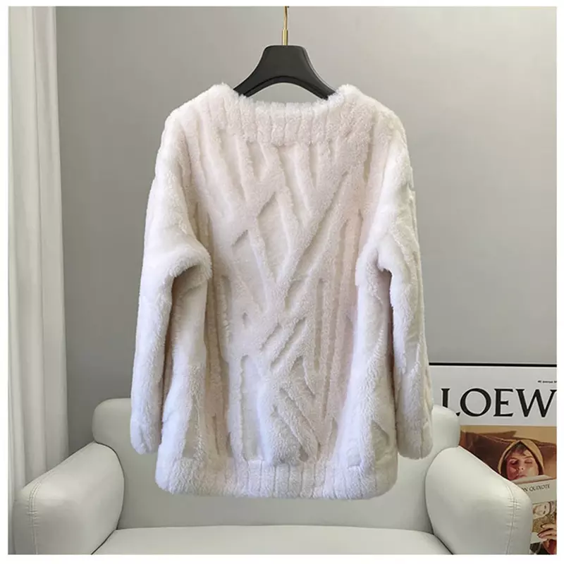 Frauen echte Wolle Pelzmantel Jacke Graben Winter warme weibliche Schafe Scheren über Größe Parka ct2125
