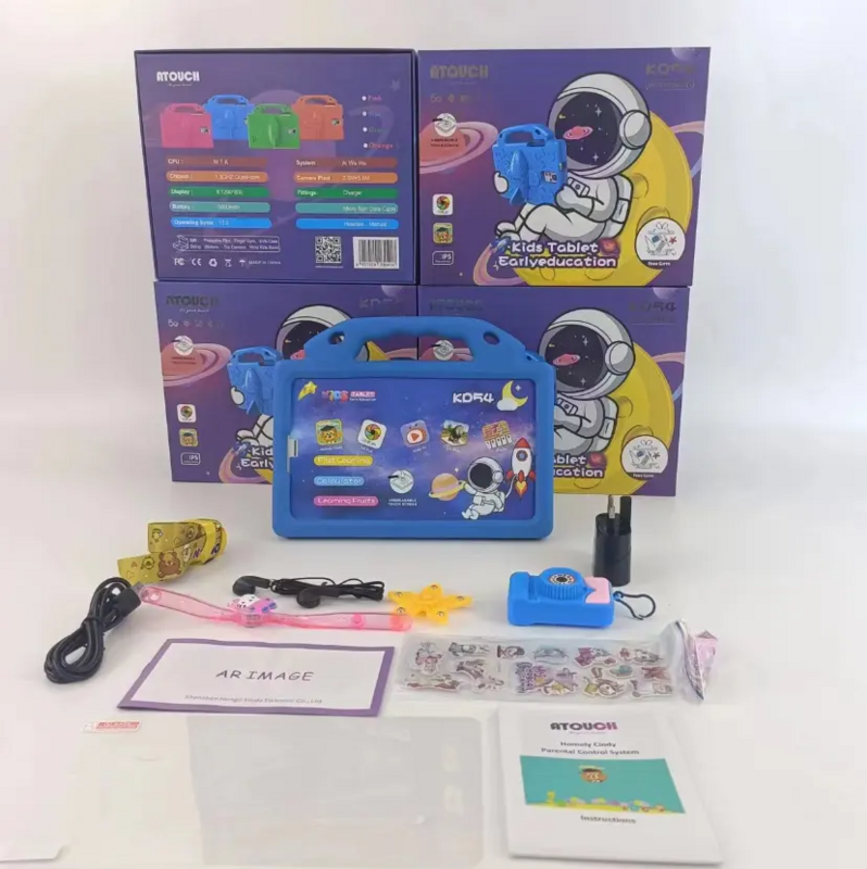 Atouch nuovo arrivo KD54 Tablet per l'apprendimento della prima educazione prescolare da 8 pollici per bambini bambini con piccoli giocattoli