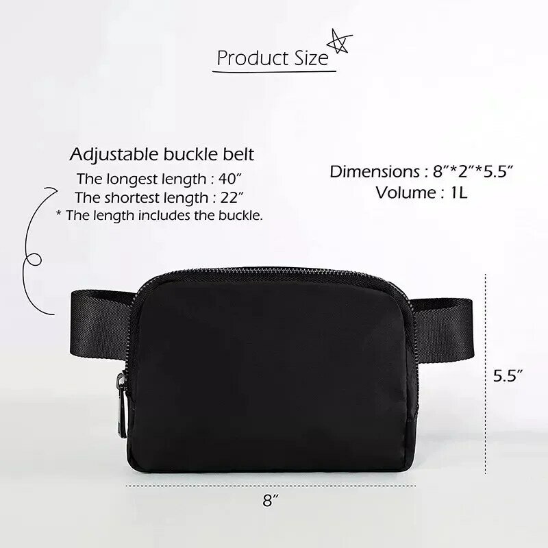 Personalizado Metal Crossbody Bag para homens e mulheres, 1L Sports Yoga Waistpack, Outdoor Running Handbag, Fitness Belt, 2021