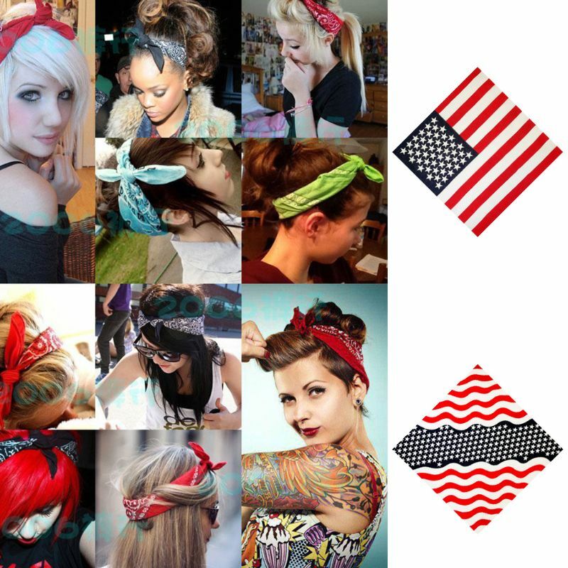 Unisex Baumwolle Sport Einstecktuch Schal Amerikanische Flagge Streifen Star Print Stirnband Bandana Hip-Hop-Armband Haar Drop