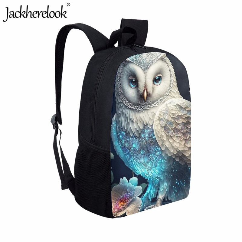 Jackherelook Teen School Bag New Trend Owl 3D Printing Design Travel Backpack Daily Practical Computer Bag for College Students