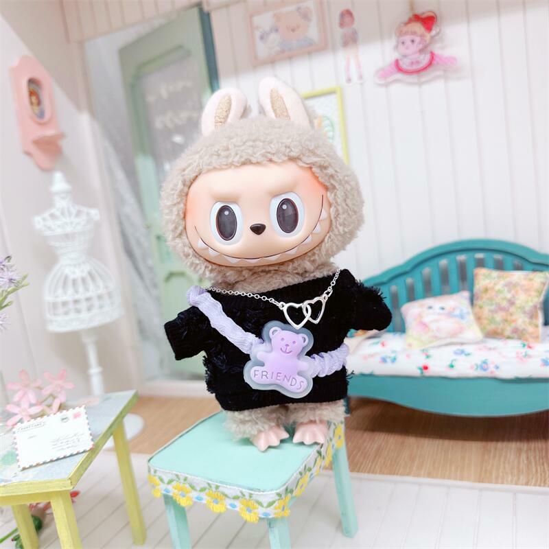 17cm carino Mini peluche vestiti delle bambole accessori per la corea Kpop Exo Labubu Idol bambole felpa con cappuccio tuta abbigliamento fai da te Kid Gif