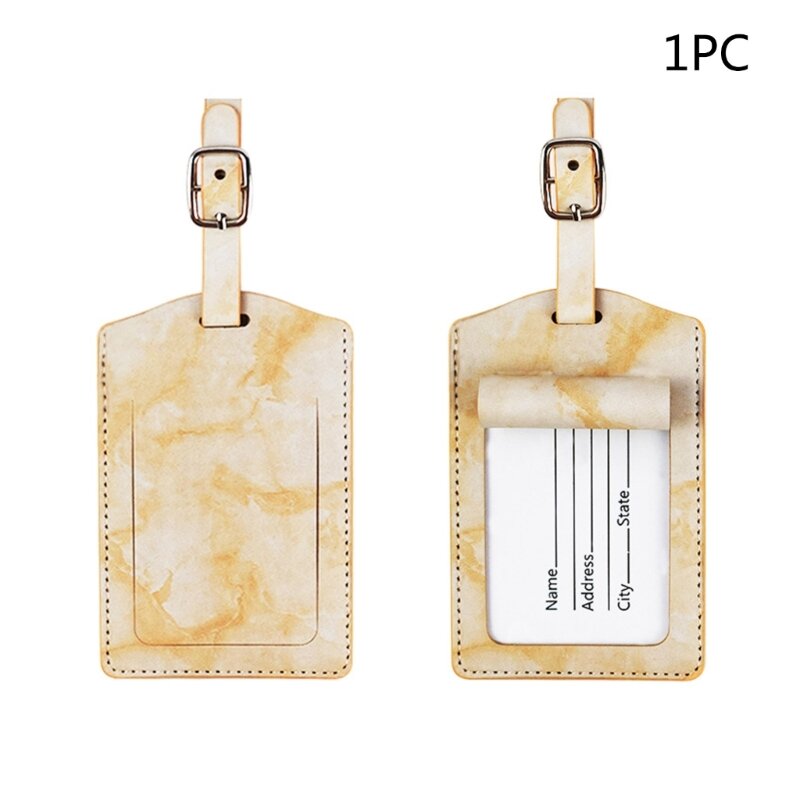 PU Leather Luggage Tag Suitcase Identifier Baggage Label Boarding Bag Tags Name ID Address Holder Travel Accessory