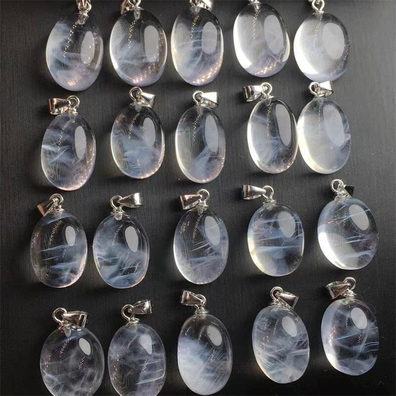 S925 Natural Blue Rutilated Quartz Pendant Jewelry For Women Man Healing Gift Crystal Beads Energy Stone Reiki Gemstone 1pcs