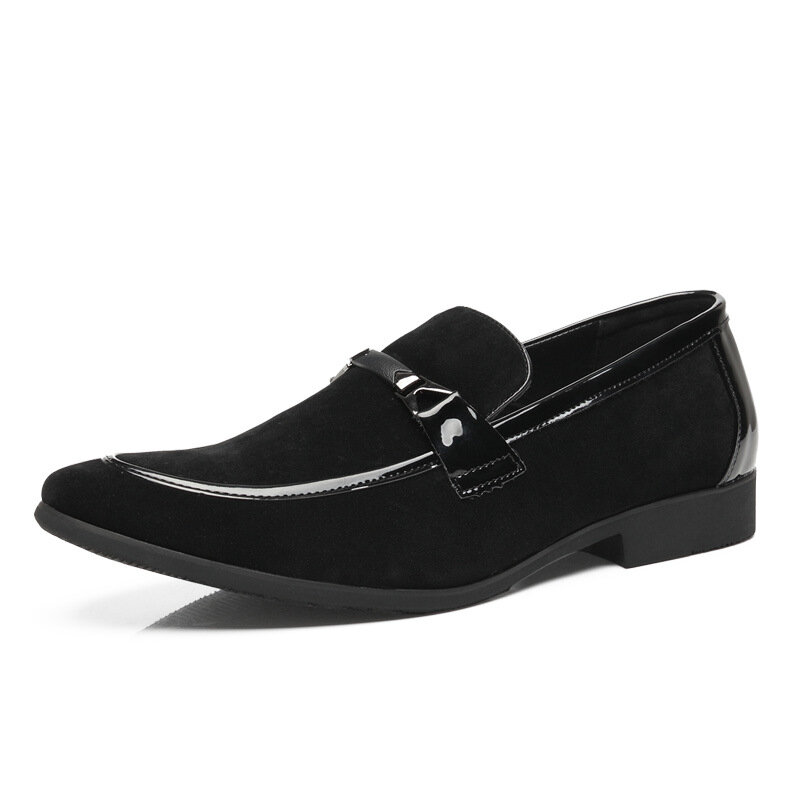 Sepatu Formal Bisnis Pria CB040, sepatu kulit pernikahan versi Korea warna hitam ukuran besar klasik Inggris