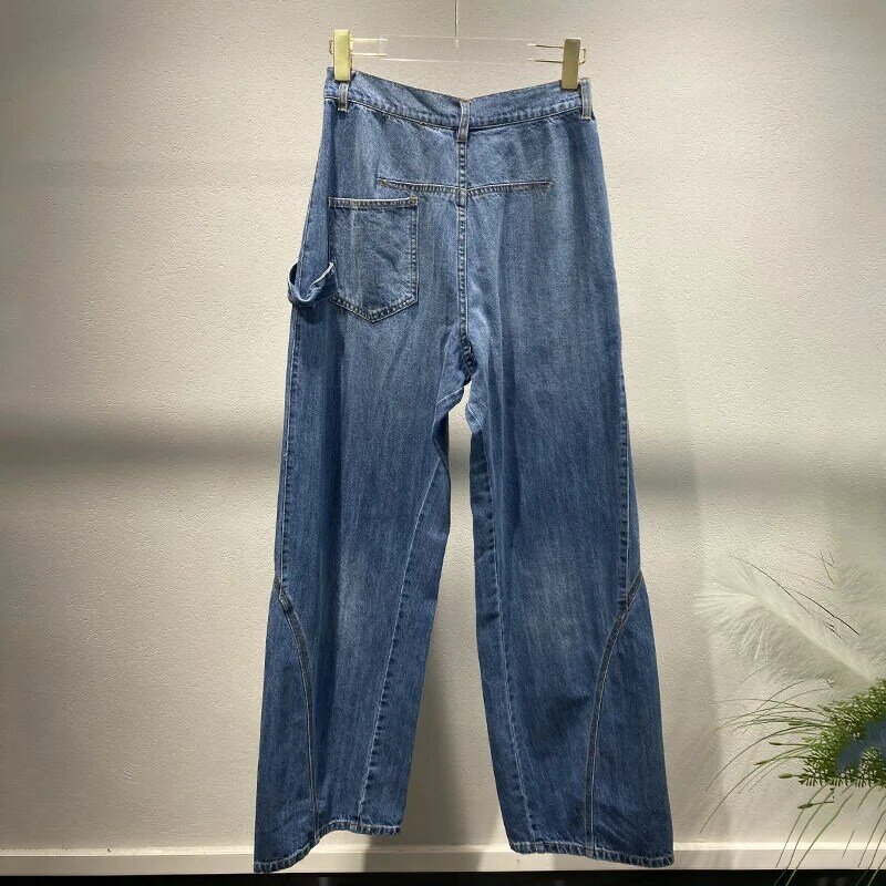 Новинка весна-лето 2024, повседневные модные прямые брюки, корейские джинсовые повседневные брюки для женщин y2k