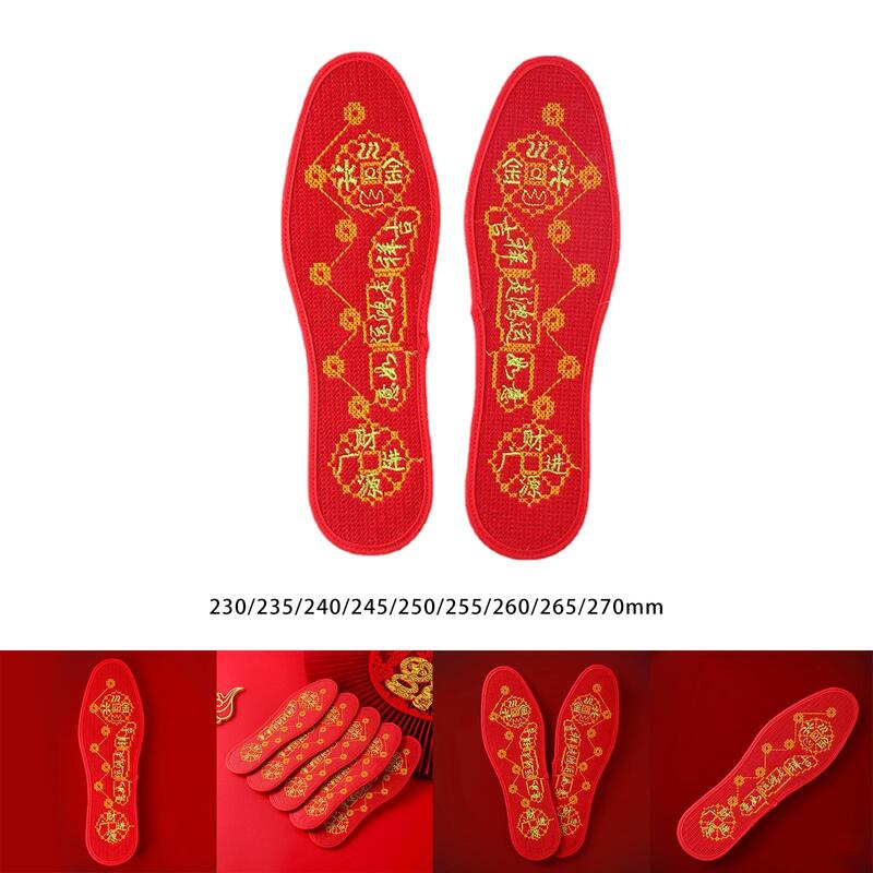 Feng Shui Seven Coins Insoles Replacement Shoe Insoles Shoes Inserts Breathable Good Luck Insoles Red for Unisex Skiing Sneakers