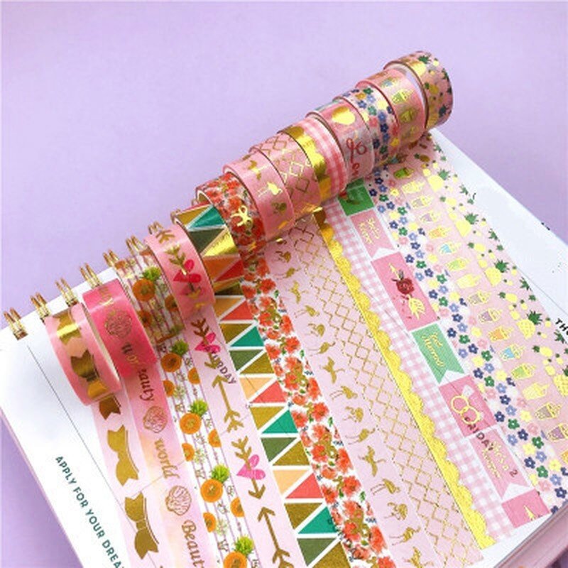 12PCS/Set Washi Masking Tape Set Sticky Decorative Paper Tape DIY Decoration Office School Supplies Stationery Scrapbook