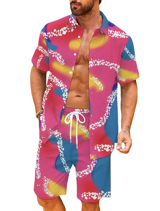 Camisa informal con estampado 3D para hombre, traje de pantalones de playa, talla grande, nueva moda de verano