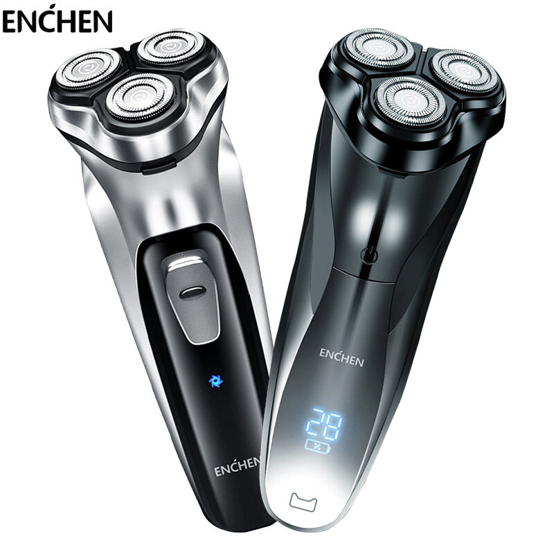 Enchen-男性用のブラックストーンフェイスシェーバー,充電式,3Dフローティング電気ひげシェーバー