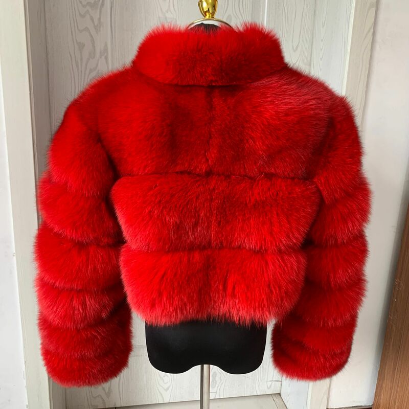 女性のための冬の毛皮のジャケット,自然なキツネの毛皮のパッチワークの服とスタンドカラーの毛皮のジャケット,冬のファッション,100% 本の本物のキツネの毛皮