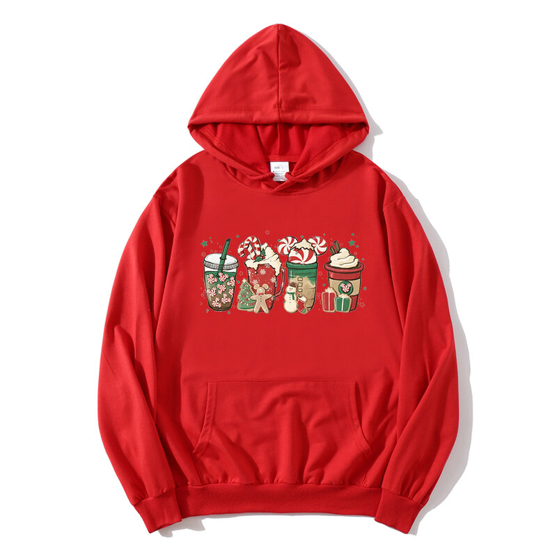 Sudadera con capucha de café de Navidad para mujer, ropa Kawaii de regalo de Navidad