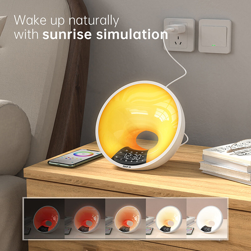 Атмосферная Лампа восход солнца будильник WiFi Tuya умное приложение будильник часы светильник FM радио работает с Alexa Google Home приложение Smart Life