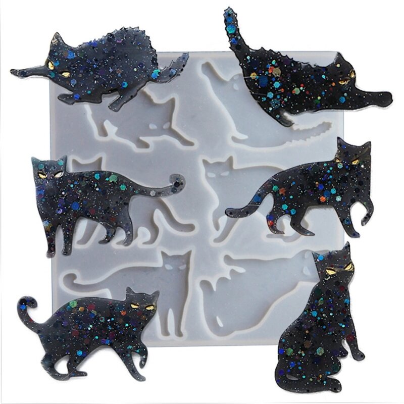 Форма для изготовления кулонов с изображением кота, формы для эпоксидной смолы с изображением животных, уникальная форма для с в