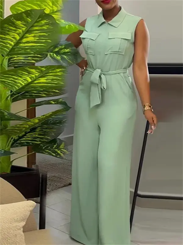 Jumpsuit Women Solid Off Shoulder Romper Wide Leg Pockets Long with Bandage New Fall Clothes Wholesale Dropshipping 2024