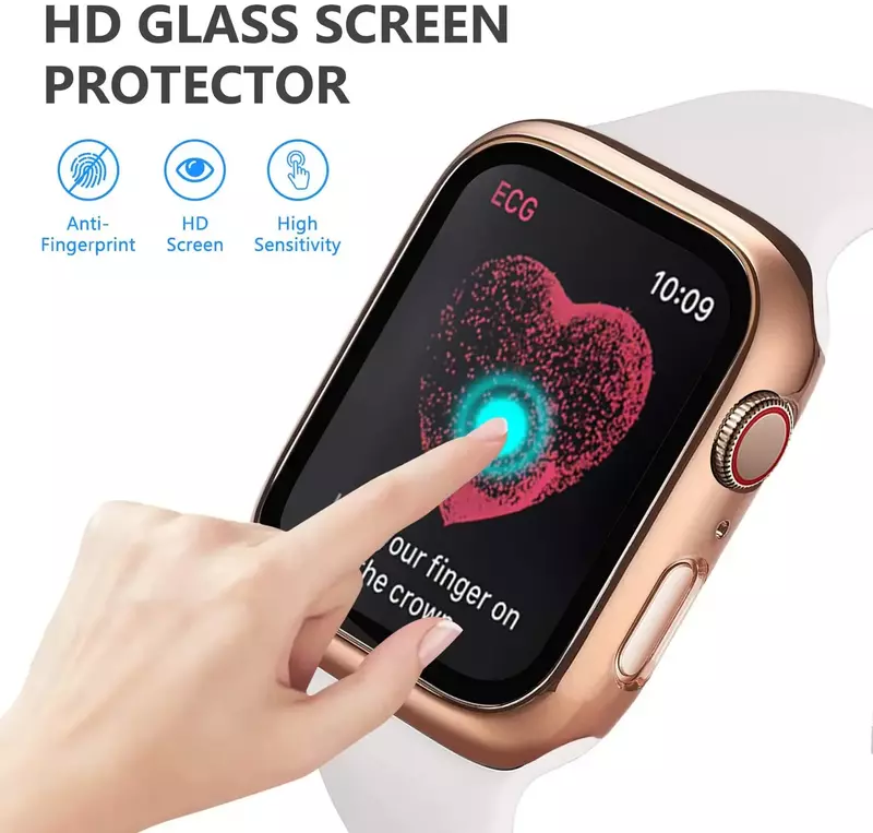 Gehard Glas + Hoes Voor Apple Watch 9 8 41Mm 45Mm 42Mm 38Mm Pc Bumper Screen Protector Case Iwatch Serie 7 6 5 4 Se 44Mm 40Mm
