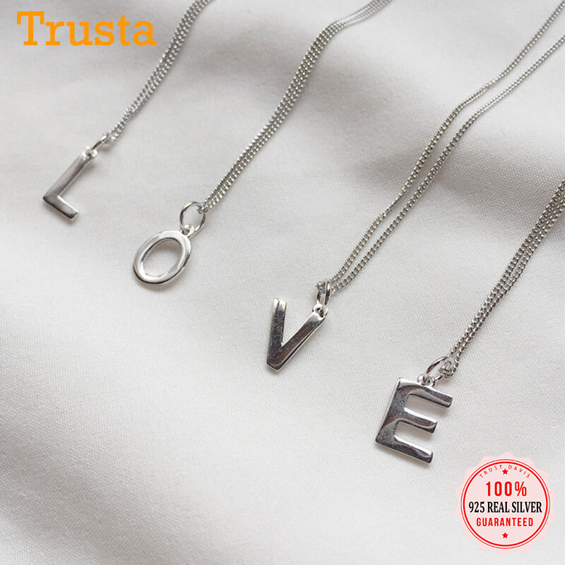 Trustdavis-Colgante de 26 letras para mujer y niña, de Plata de Ley 925 auténtica, accesorios de joyería, DS837