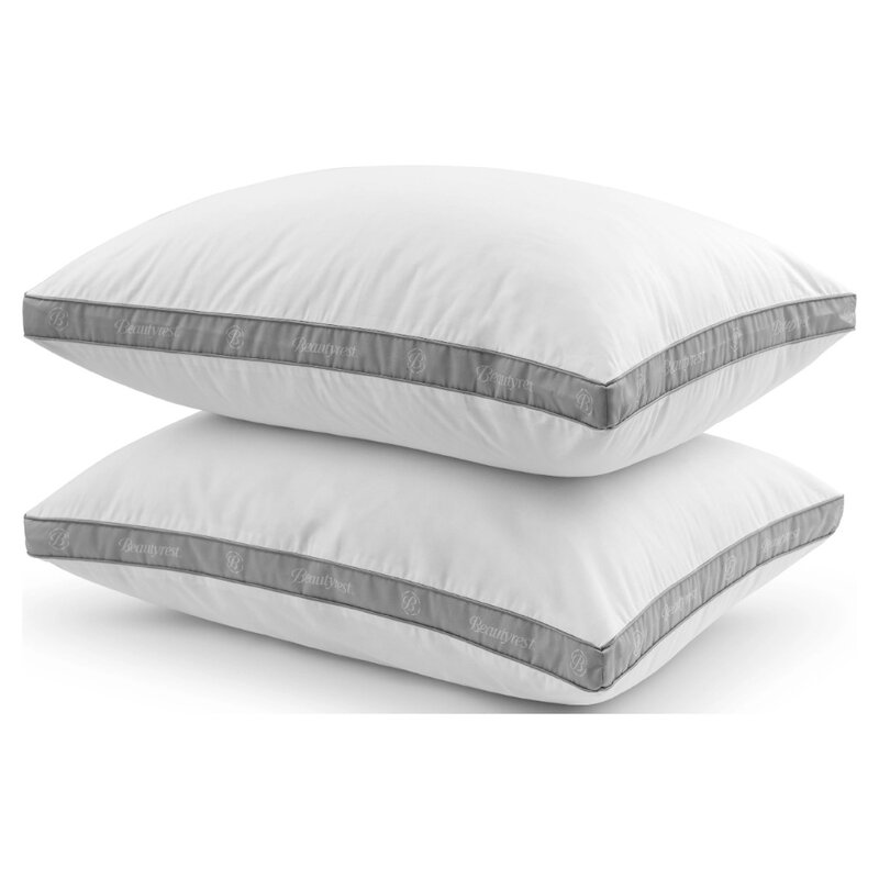 Almohada de cama de cinta, paquete de 2, estándar/Queen, poliéster