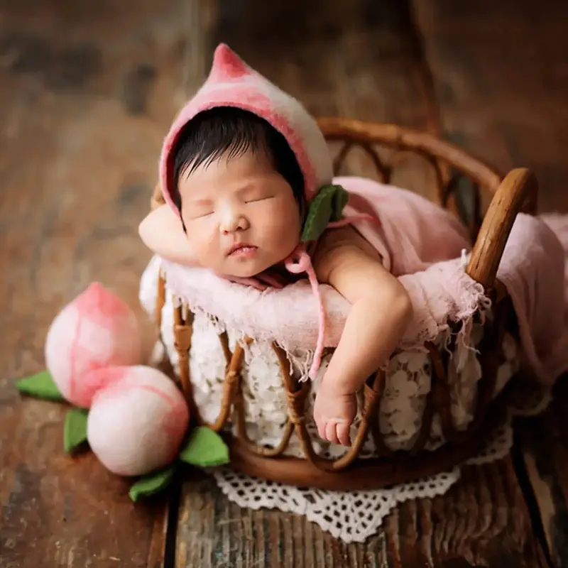 Newborn Photography Props Baby Basket Retro Bed Infant Pose Mat Cushion Shooting Studio Accessories