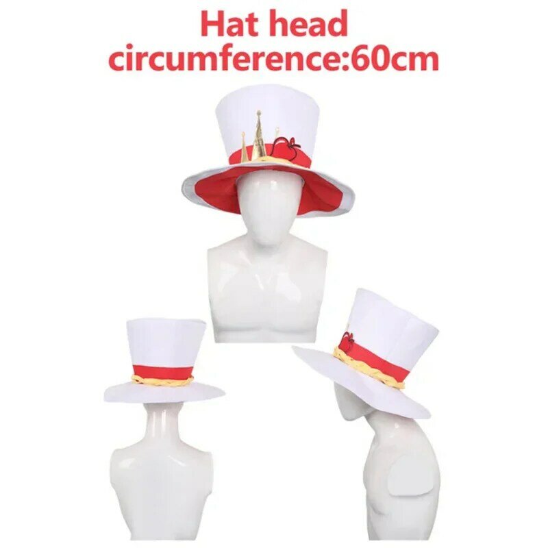 Hazbin Cartoon Hotel Lucifer Cosplay Hat Costume Accessories Unisex White Cap Men Disguise Outfits Halloween Suit Props