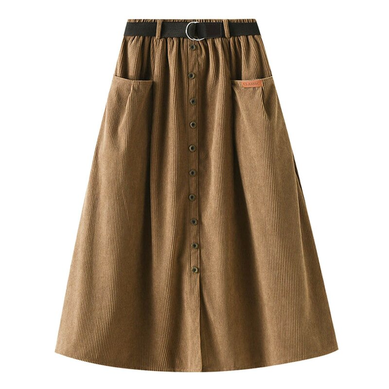 Corduroy Mid Length High Waisted A Line Hip Skirt Women's Denim Skirts Crib Bed Skirt