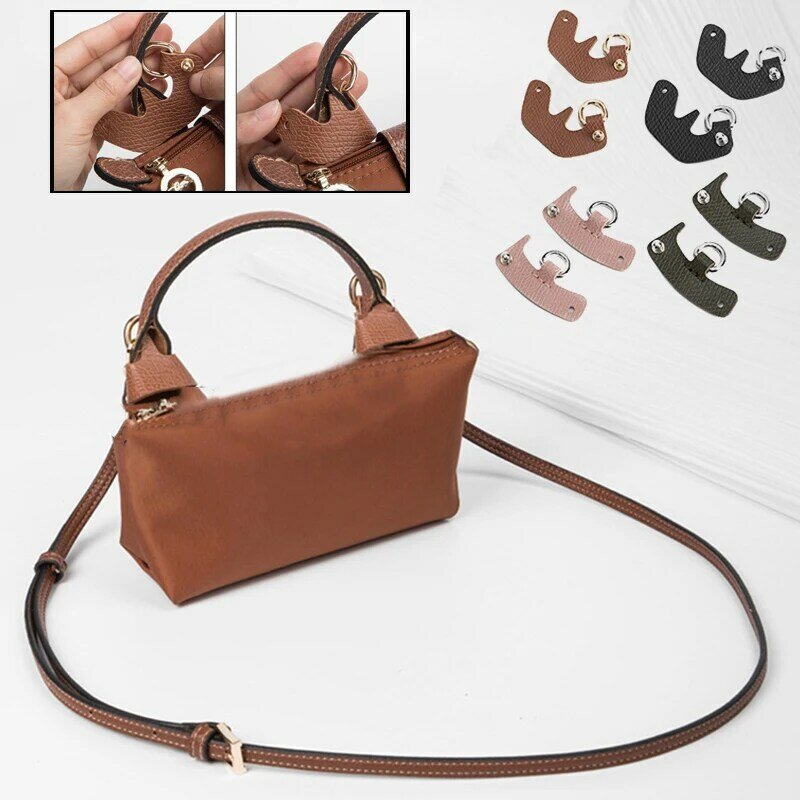 Aksesori transformasi tas wanita untuk Longchamp tali tas Mini bebas lubang tali bahu kulit asli konversi selempang