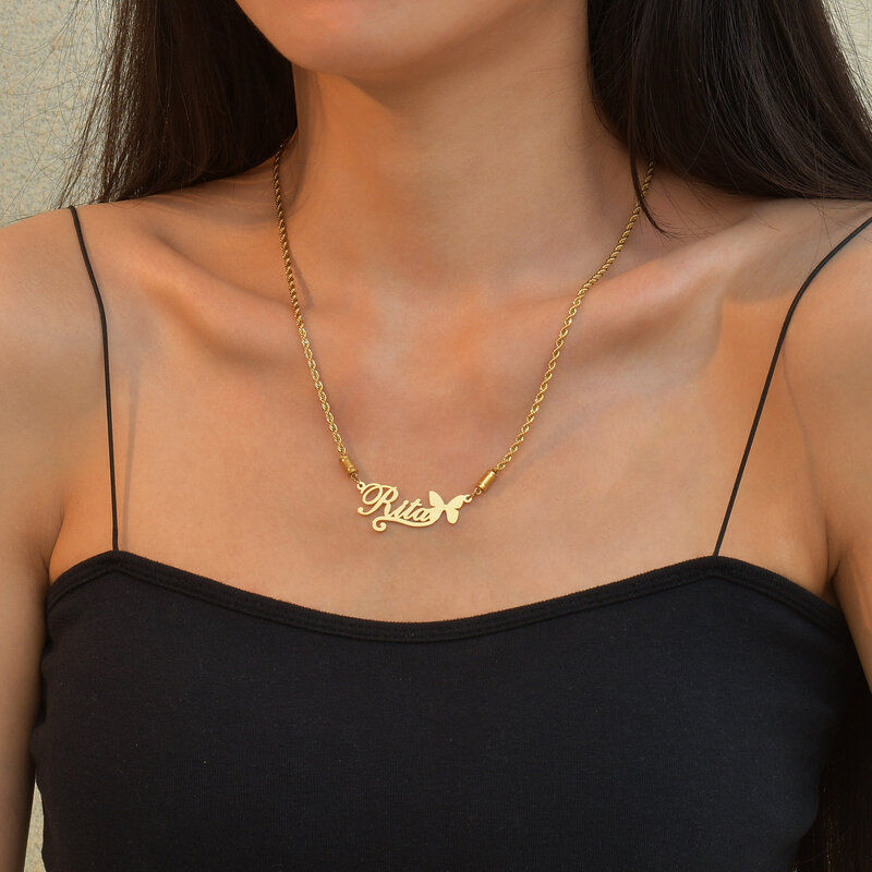 Индивидуальное ожерелье-цепочка Acheerup с именем для женщин и мужчин, из нержавеющей стали, с индивидуальными буквами кулон в форме сердца, украшения, подарок на день рождения