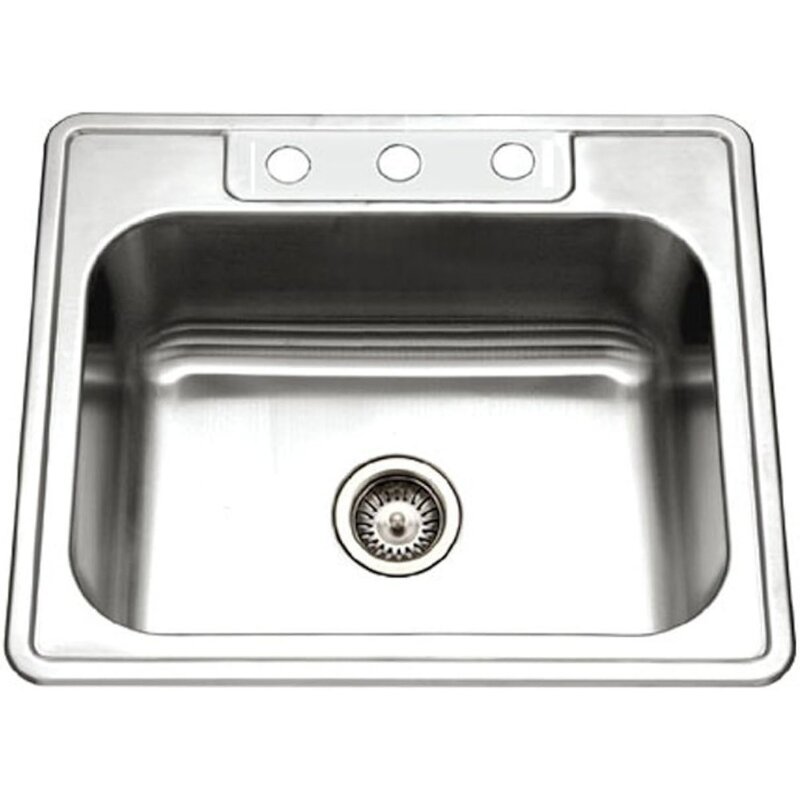 Kitchen Sink - 21" Topmount Drop In Multipurpose Sink, 9" Depth Single Bowl, 3 Faucet Holes, Easy to Clean Satin Finish, Ideal