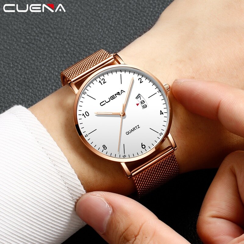 Top Brand Luxury Watches for Men Fashion Ultra Thin Steel Quartz Watch Metal Mesh Belt Simple Business Mens Watch reloj hombre