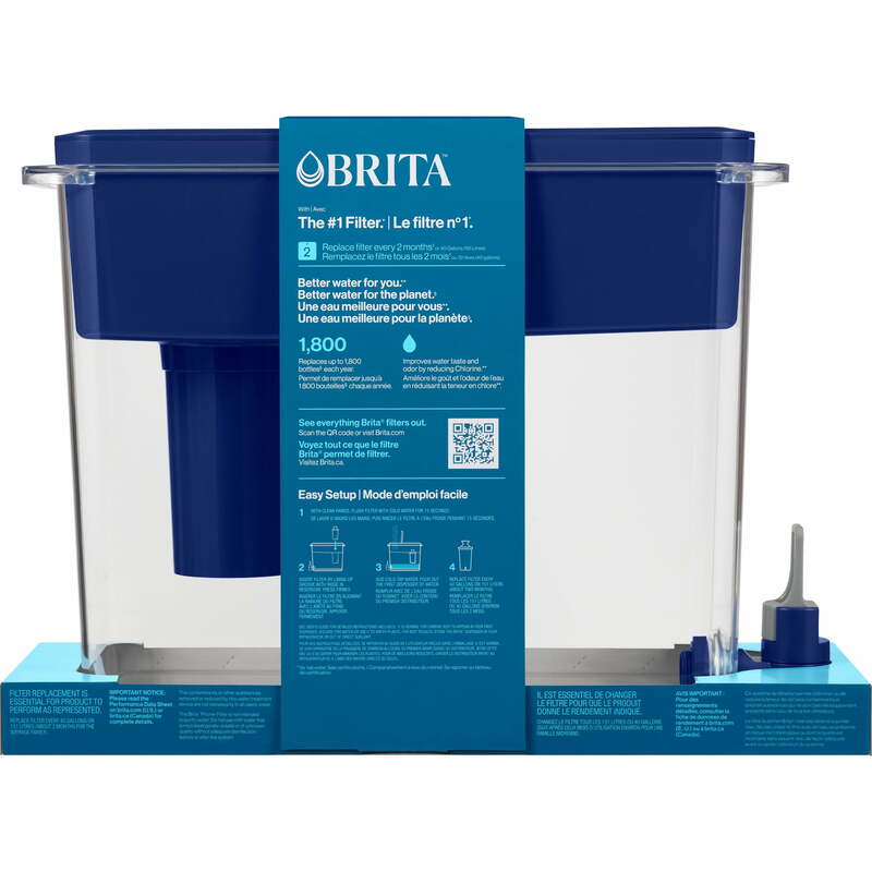 Brita Extra Grote Ultramax 27 Cup Blauw Gefilterd Water Dispenser Met 1 Standaard Filter
